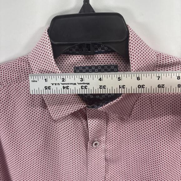 Johnston & Murphy Red Geometric Dress Shirt, Men's XL - Picture 11 of 12
